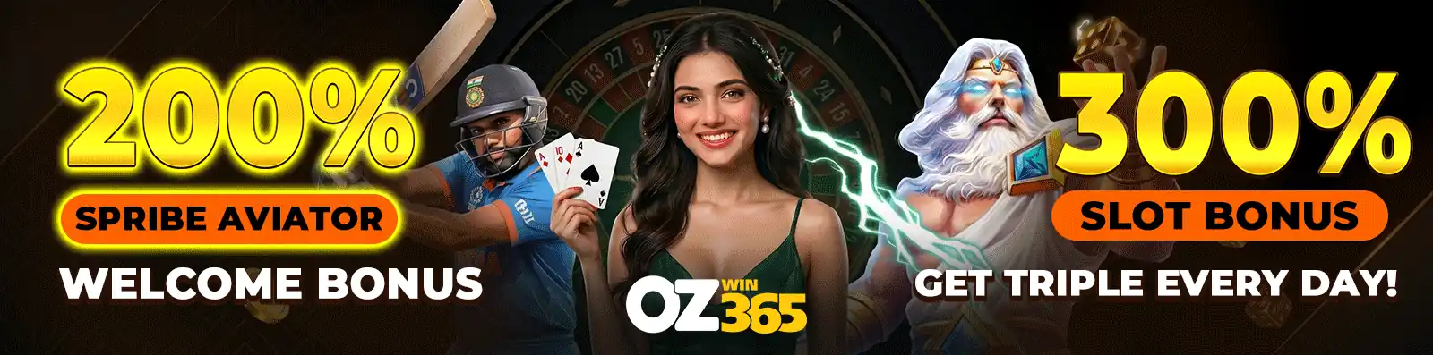 OZWin365 — 200% Aviator welcome bonus + 300% slot bonus